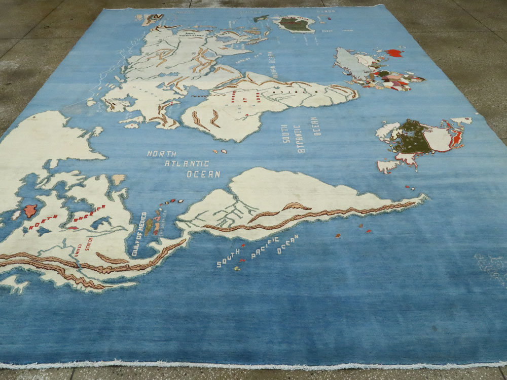 Vintage Persian Mashad Map Carpet, No.19249 - Gsblank