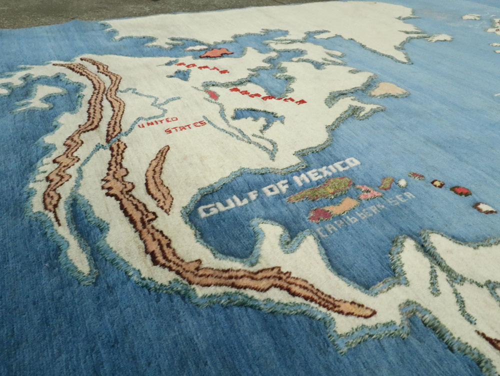 Vintage Persian Mashad Map Carpet, No.19249 - Gsblank