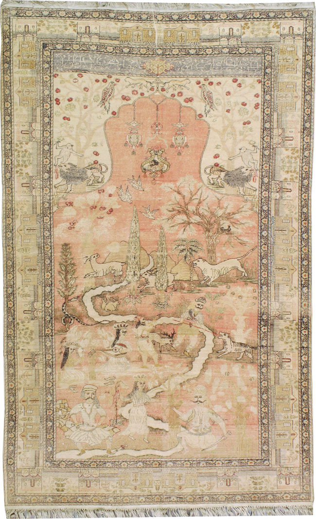 Antique Turkish Kayseri Pictorial Carpet, No.19264 - Gsblank