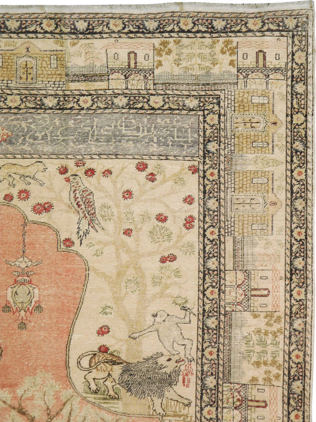 Antique Turkish Kayseri Pictorial Carpet, No.19264 - Gsblank