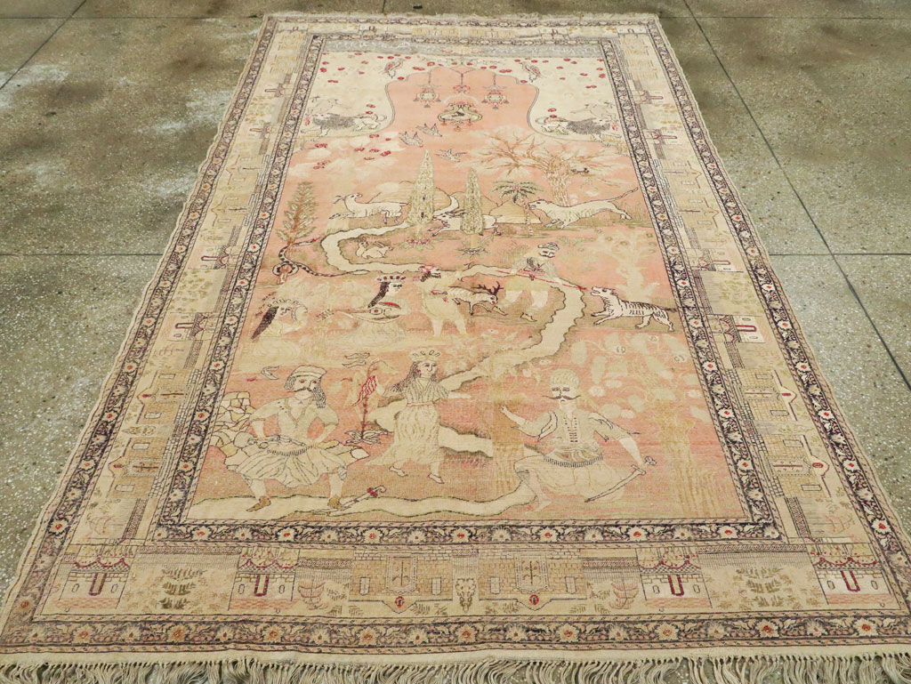 Antique Turkish Kayseri Pictorial Carpet, No.19264 - Gsblank