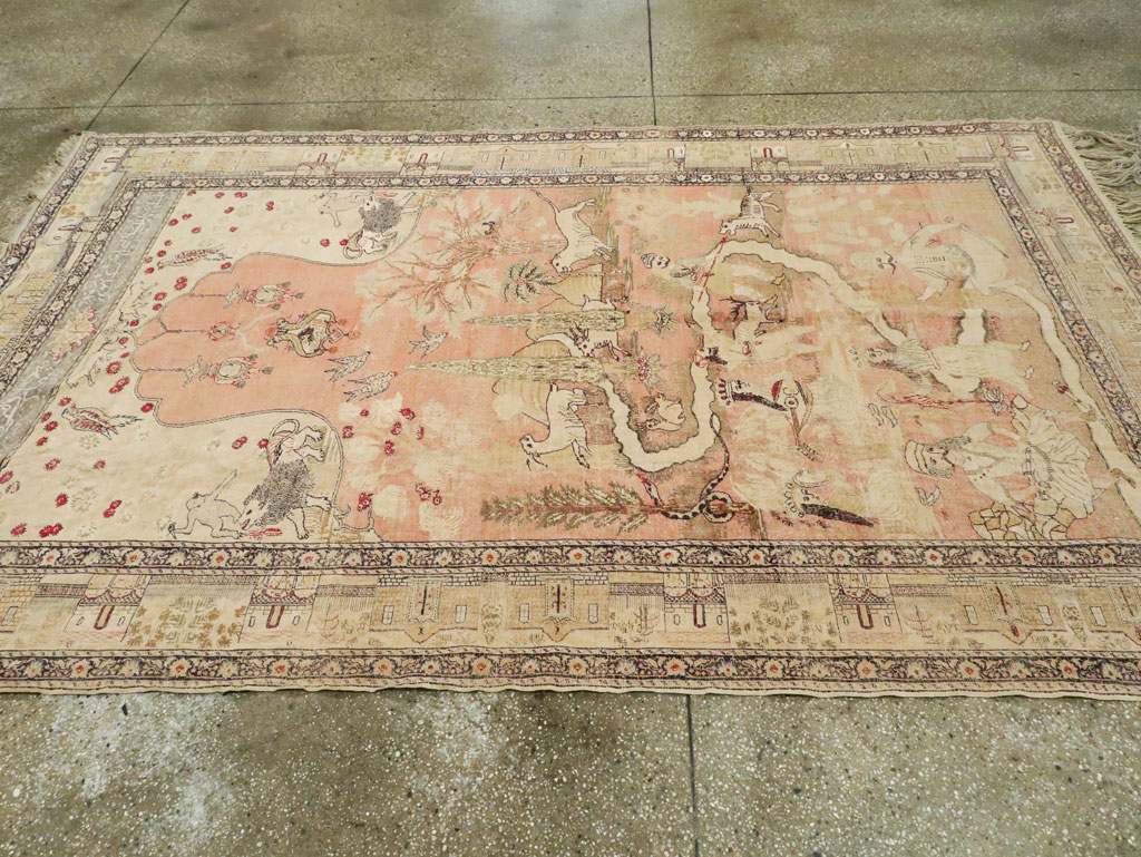 Antique Turkish Kayseri Pictorial Carpet, No.19264 - Gsblank