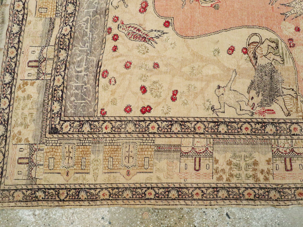 Antique Turkish Kayseri Pictorial Carpet, No.19264 - Gsblank