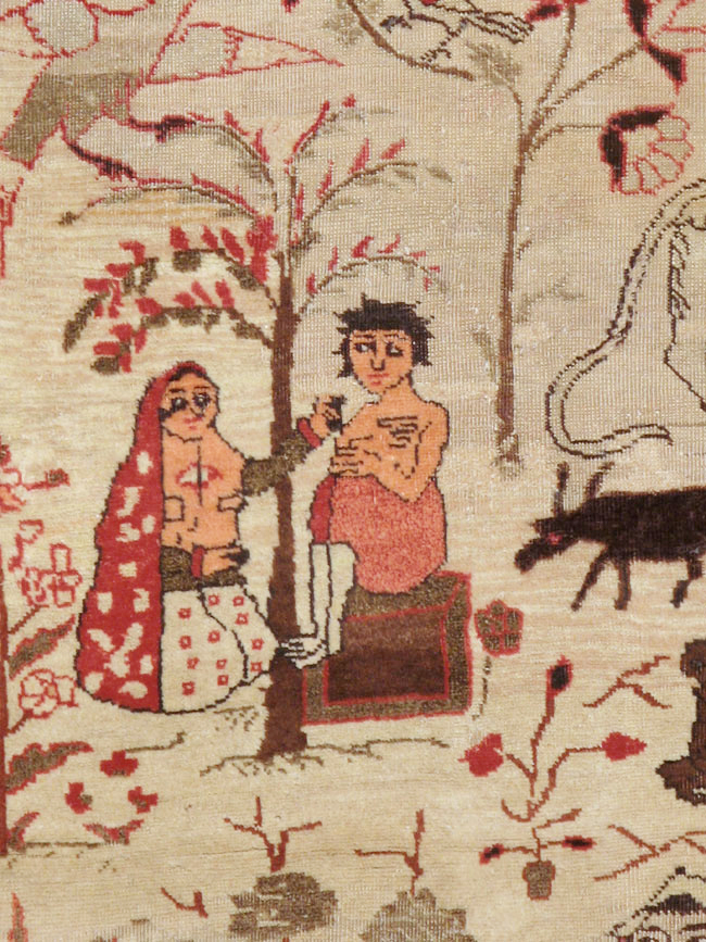 Vintage Persian Kerman Pictorial Rug, No.19976 - Gsblank