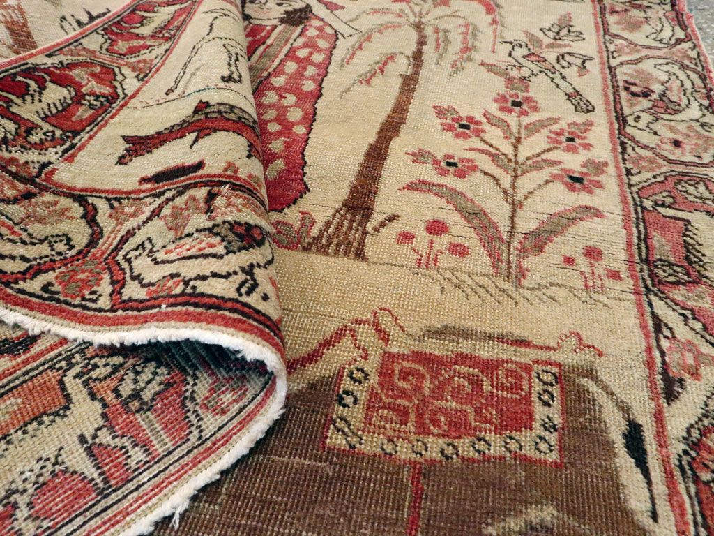 Vintage Persian Kerman Pictorial Rug, No.19976 - Gsblank