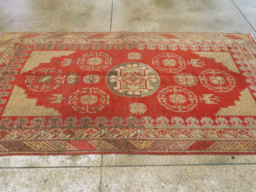 Vintage East Turkestan Khotan Carpet, No.19985 - Gsblank