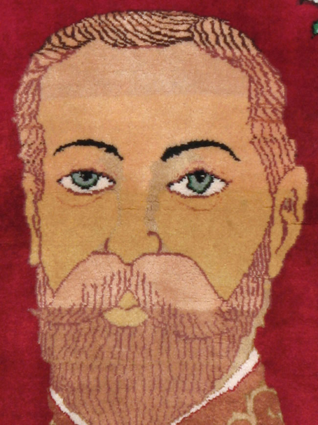 Vintage Persian Tabriz King George V Pictorial Rug, No.20021 - Gsblank