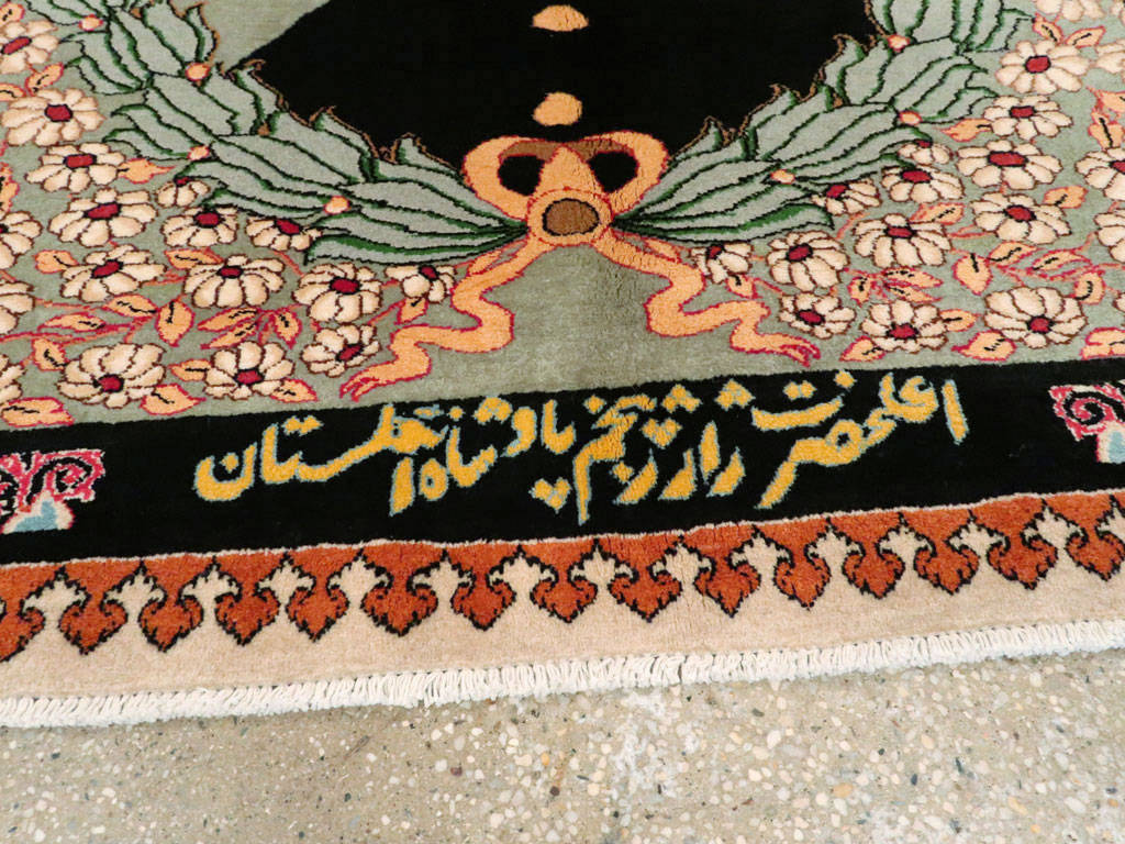 Vintage Persian Tabriz King George V Pictorial Rug, No.20021 - Gsblank