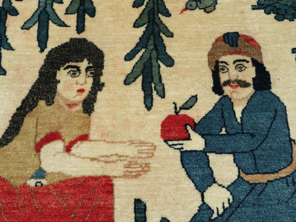 Vintage Persian Kashan Pictorial Rug, No.20024 - Gsblank