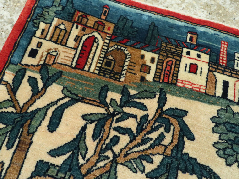 Vintage Persian Kashan Pictorial Rug, No.20024 - Gsblank