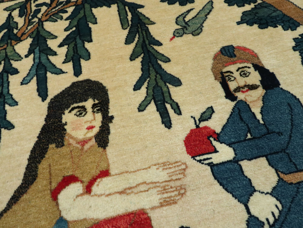 Vintage Persian Kashan Pictorial Rug, No.20026 - Gsblank