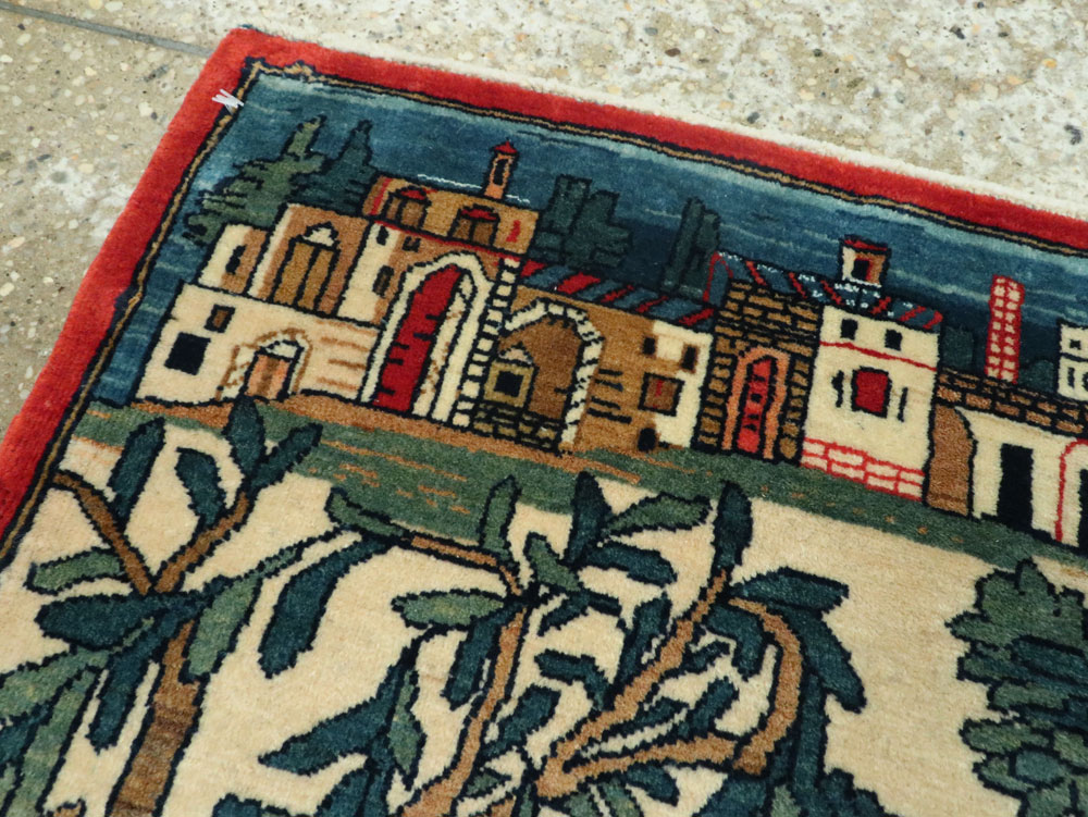 Vintage Persian Kashan Pictorial Rug, No.20026 - Gsblank