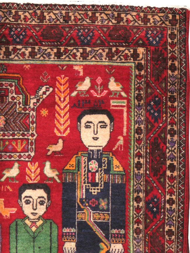 Vintage Persian Pictorial Malayer Rug, No.20057 - Gsblank