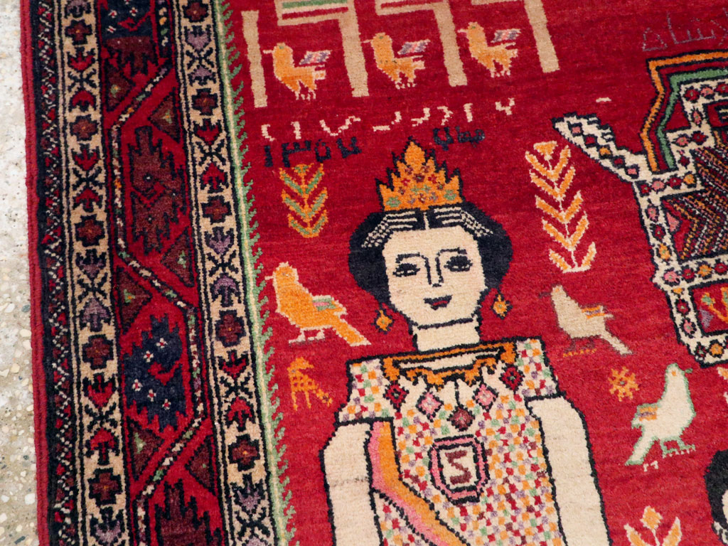 Vintage Persian Pictorial Malayer Rug, No.20057 - Gsblank