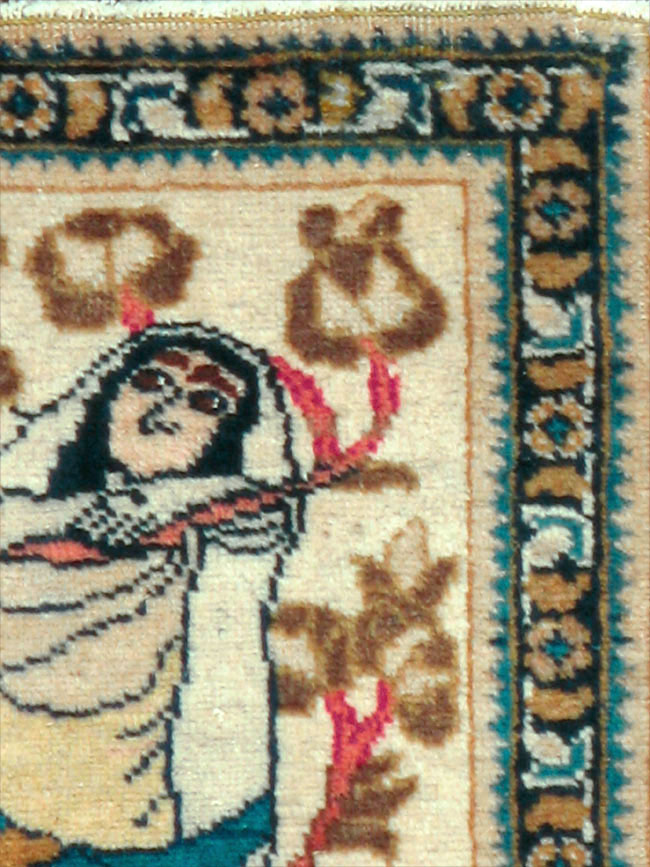 Vintage Persian Tabriz Pictorial Rug, No.20090 - Gsblank