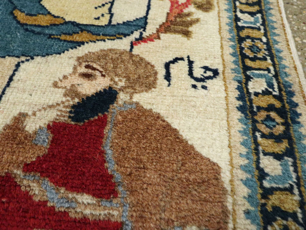 Vintage Persian Tabriz Pictorial Rug, No.20090 - Gsblank