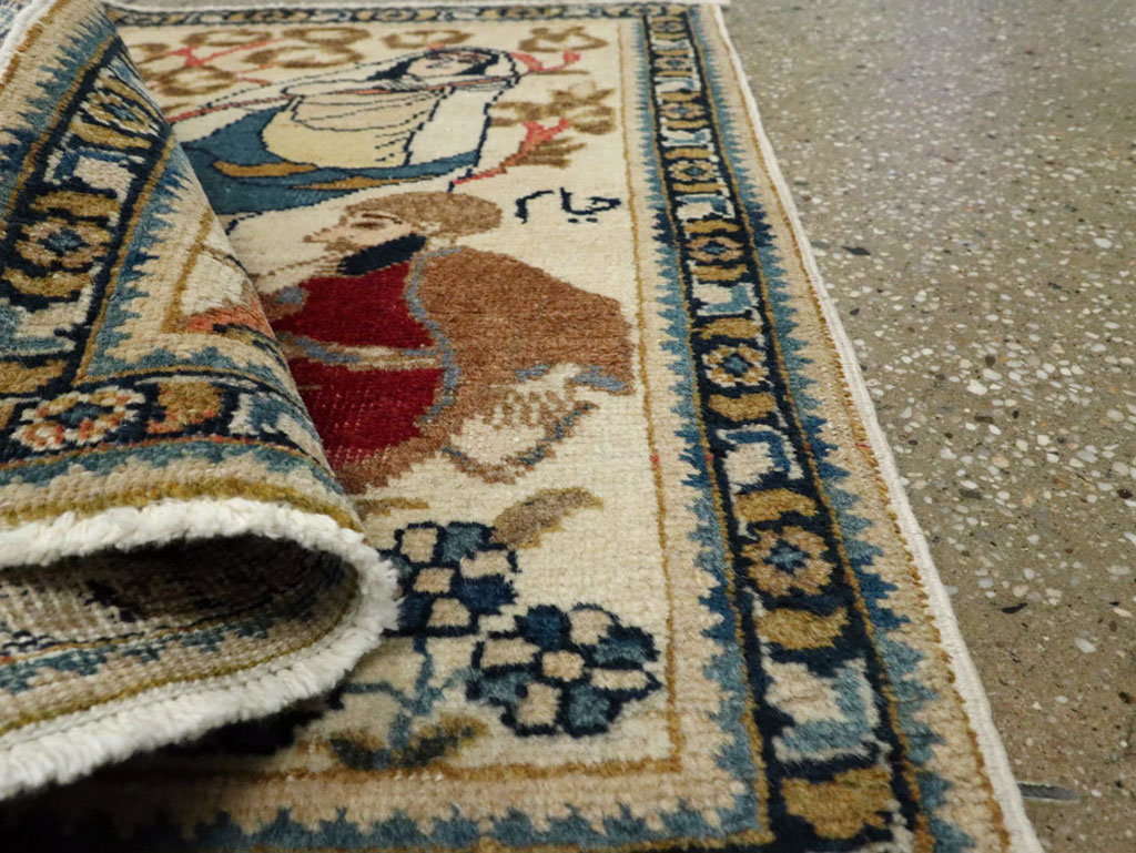 Vintage Persian Tabriz Pictorial Rug, No.20090 - Gsblank