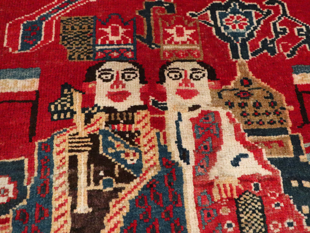 Antique Persian Heriz Pictorial Rug (Pair: 1 of 2), No.20091 - Gsblank