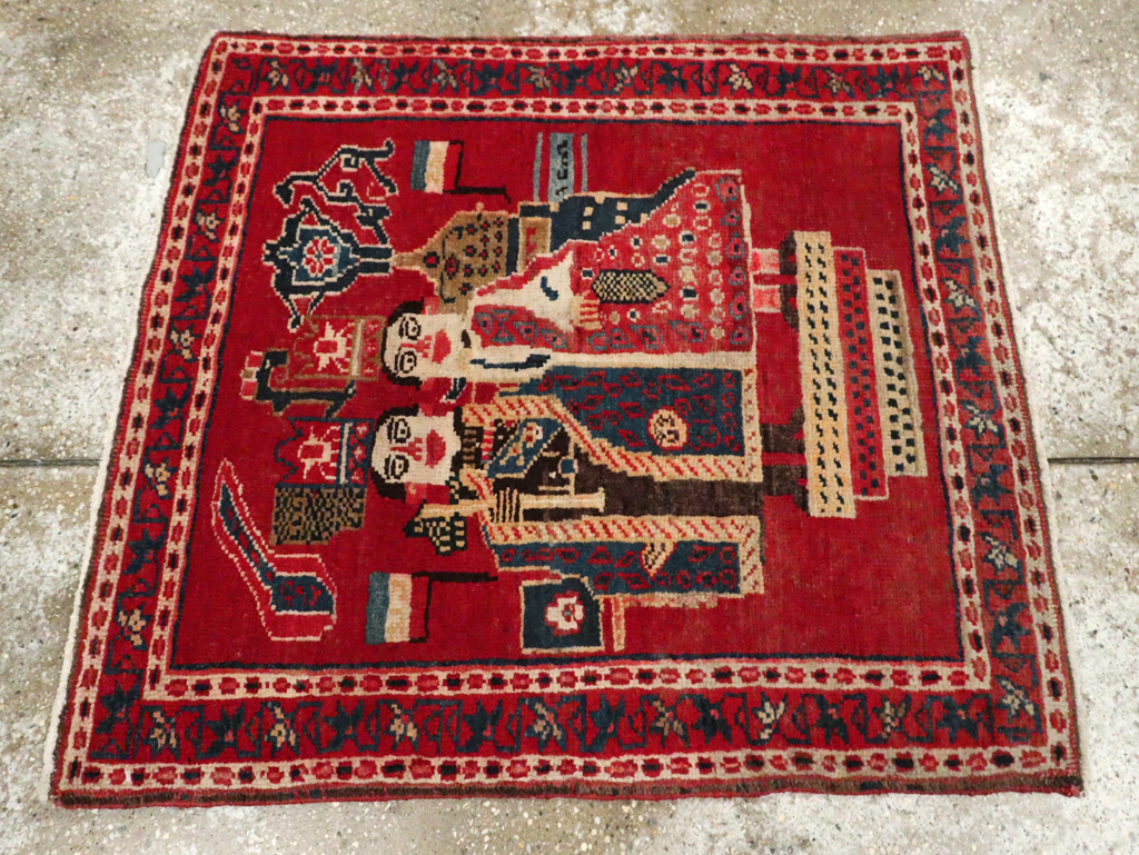 Antique Persian Heriz Pictorial Rug (Pair: 1 of 2), No.20091 - Gsblank