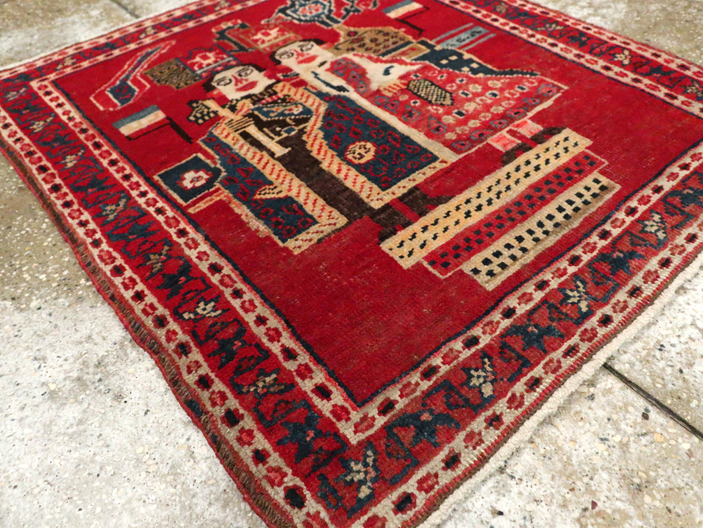 Antique Persian Heriz Pictorial Rug (Pair: 1 of 2), No.20091 - Gsblank