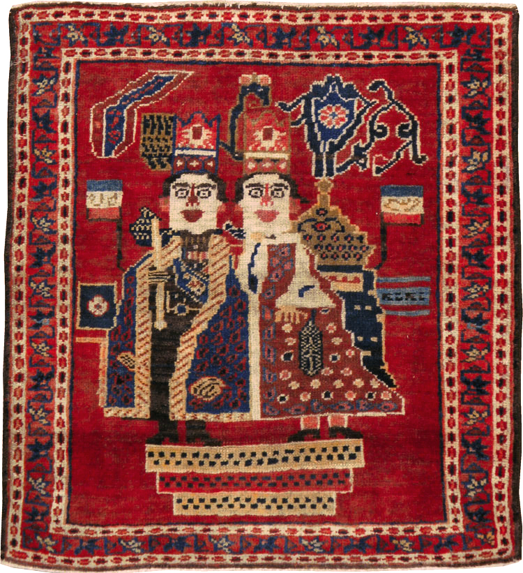 Antique Persian Heriz Pictorial Rug (Pair: 2 of 2), No.20092 - Gsblank