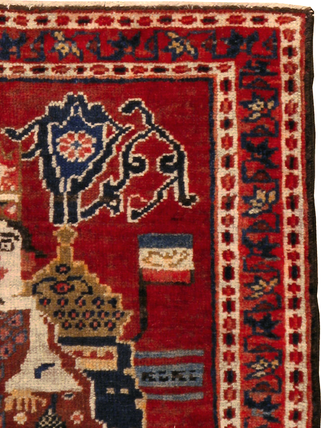 Antique Persian Heriz Pictorial Rug (Pair: 2 of 2), No.20092 - Gsblank