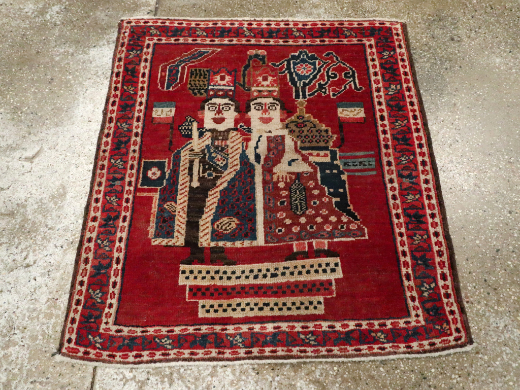 Antique Persian Heriz Pictorial Rug (Pair: 2 of 2), No.20092 - Gsblank