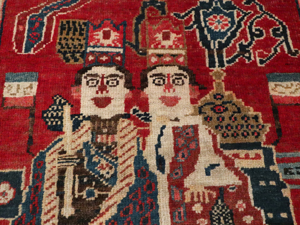 Antique Persian Heriz Pictorial Rug (Pair: 2 of 2), No.20092 - Gsblank