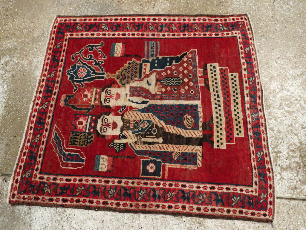 Antique Persian Heriz Pictorial Rug (Pair: 2 of 2), No.20092 - Gsblank