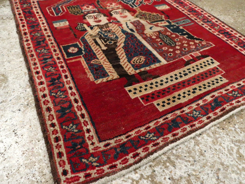 Antique Persian Heriz Pictorial Rug (Pair: 2 of 2), No.20092 - Gsblank