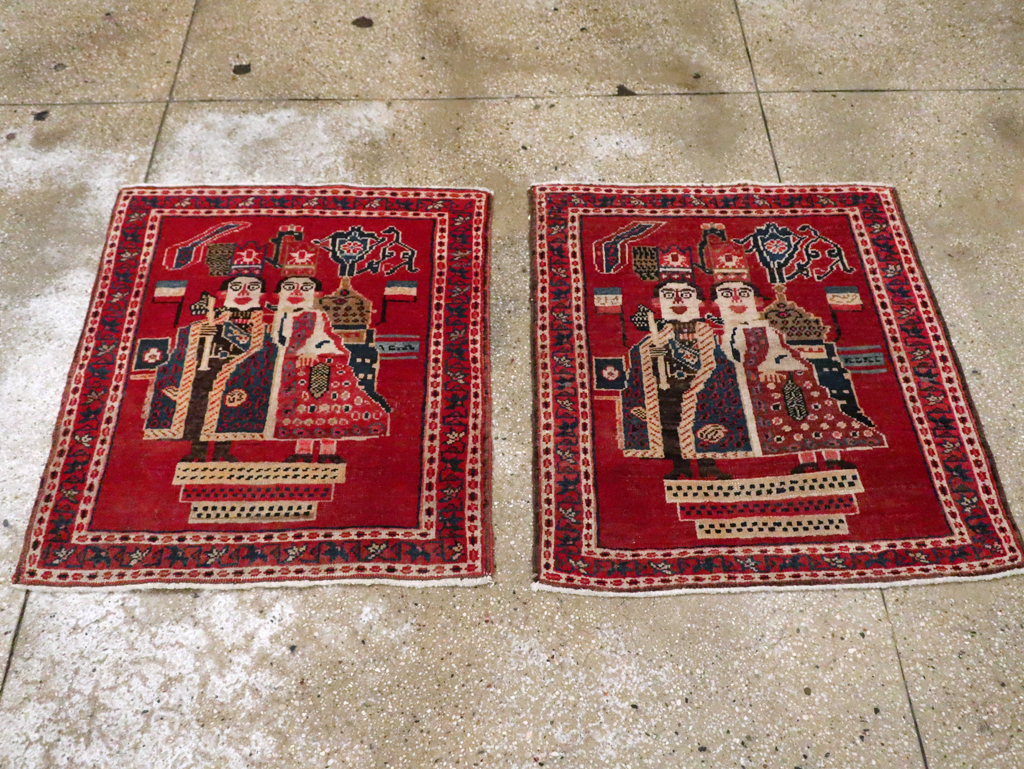 Antique Persian Heriz Pictorial Rug (Pair: 2 of 2), No.20092 - Gsblank