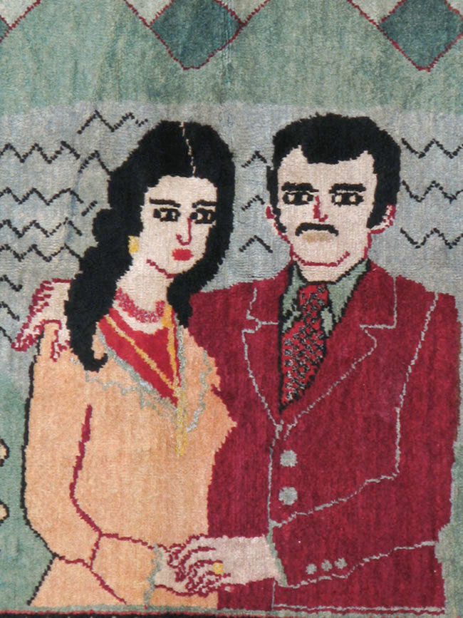 Vintage Caucasian Karabagh Pictorial Rug, No.20152 - Gsblank