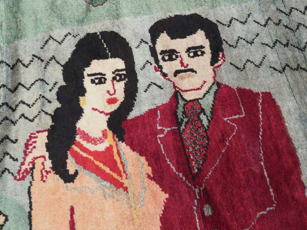 Vintage Caucasian Karabagh Pictorial Rug, No.20152 - Gsblank