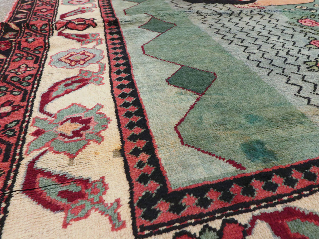 Vintage Caucasian Karabagh Pictorial Rug, No.20152 - Gsblank