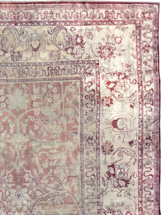 Antique Persian Silk Distressed Kashan Carpet, No.20182 - Gsblank