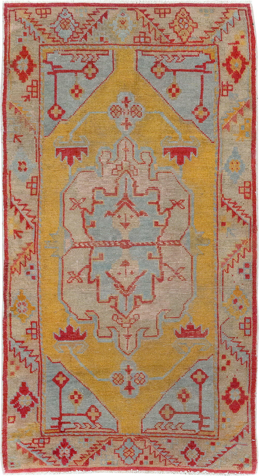 Vintage Turkish Oushak Throw Rug, No.20341 - Gsblank