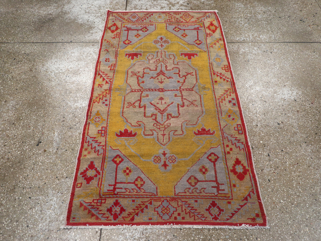 Vintage Turkish Oushak Throw Rug, No.20341 - Gsblank
