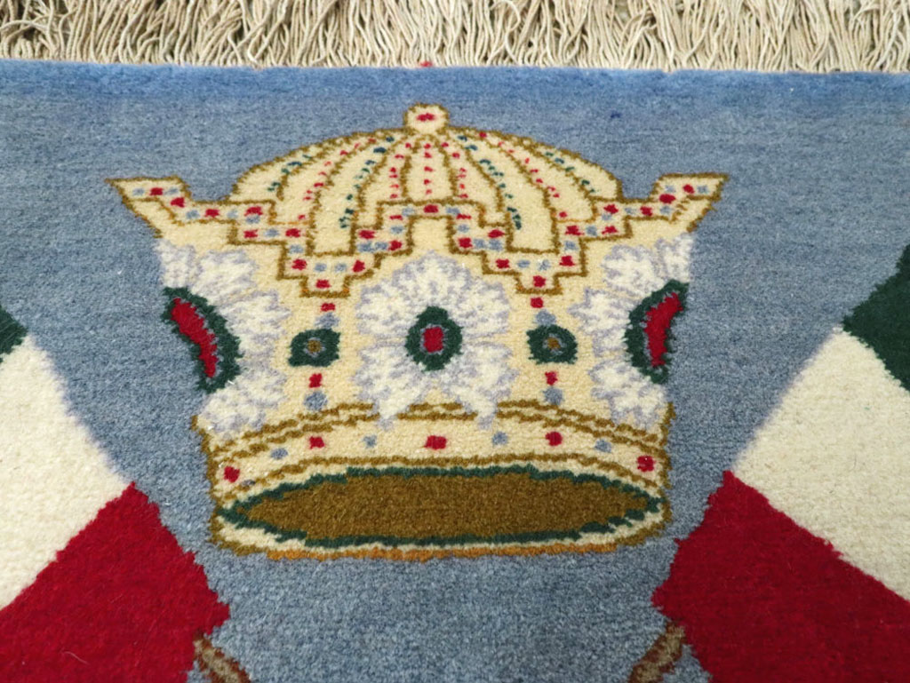 Vintage Persian Kashan Flag Pictorial Rug, No.20369 - Gsblank