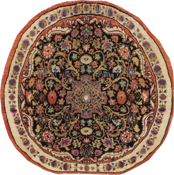 Antique Persian Tabriz Round Rug, No.20380 - Gsblank