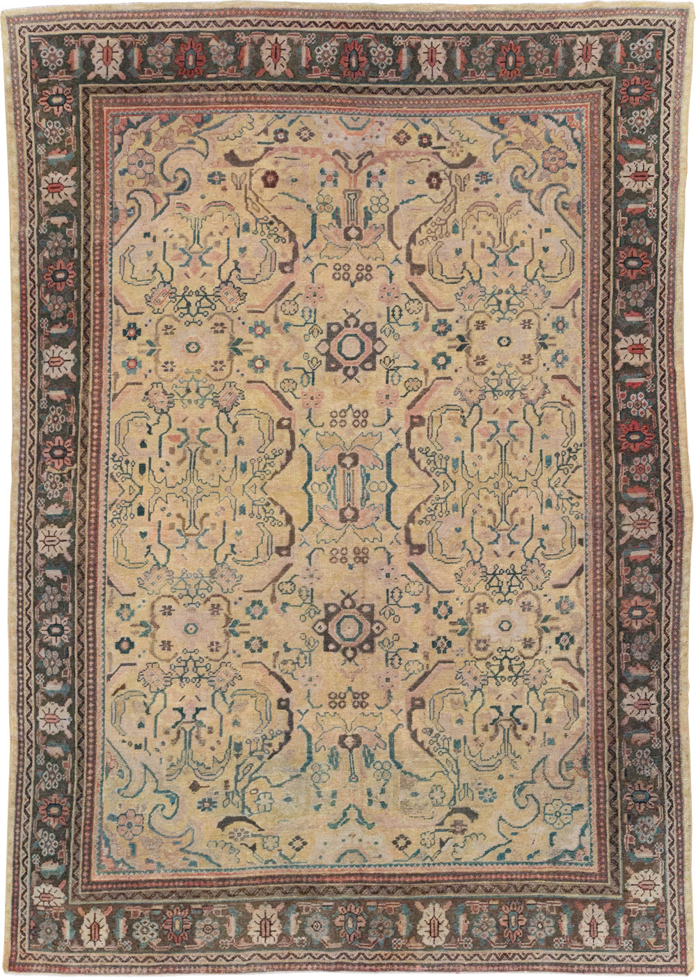 Antique Persian Mahal Small Room Size Carpet, No.20461 - Gsblank