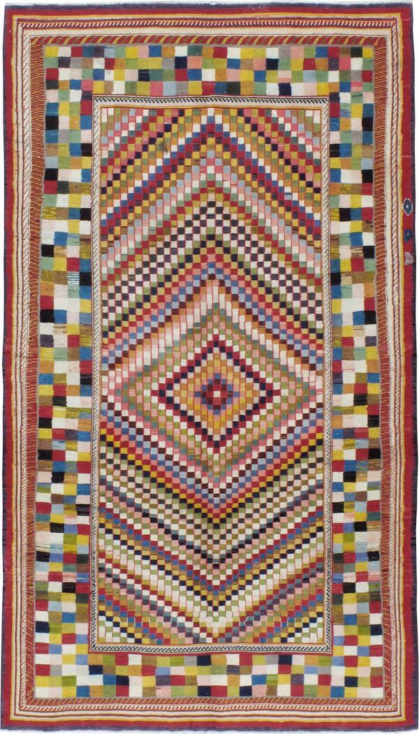 Vintage Persian Kashan Deco Rug, No.20477 - Gsblank