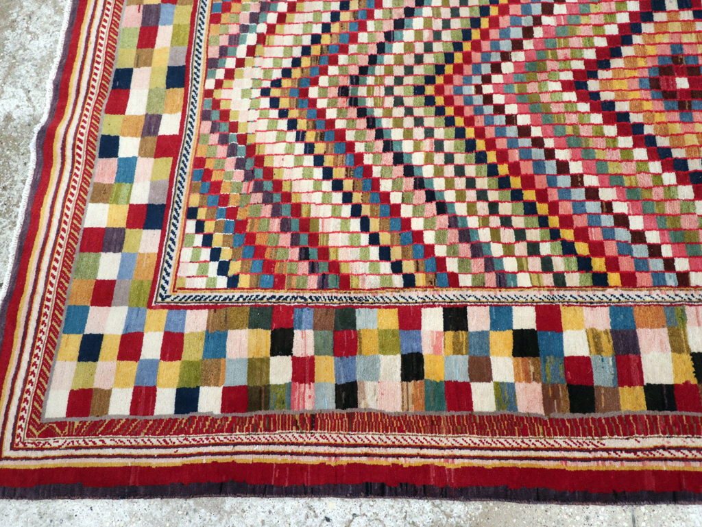 Vintage Persian Kashan Deco Rug, No.20477 - Gsblank