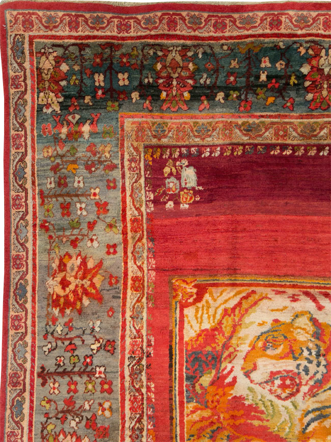 Antique Pictorial Oushak Carpet, No.20483 - Gsblank