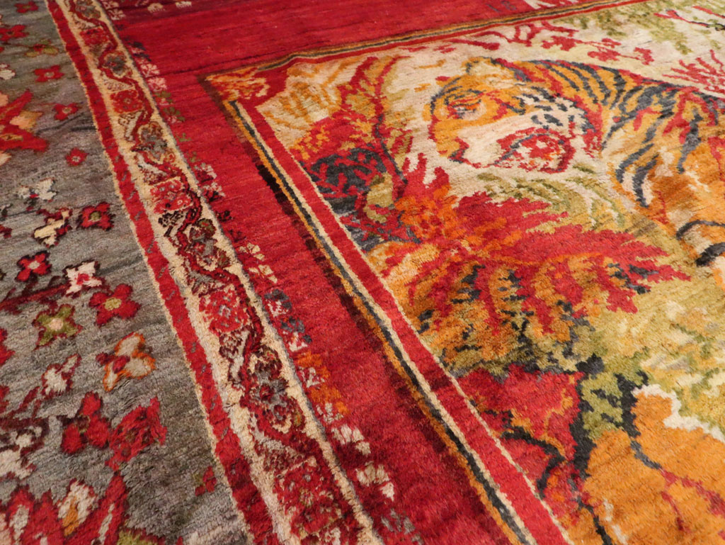 Antique Pictorial Oushak Carpet, No.20483 - Gsblank