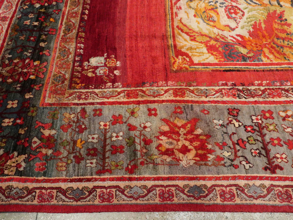 Antique Pictorial Oushak Carpet, No.20483 - Gsblank