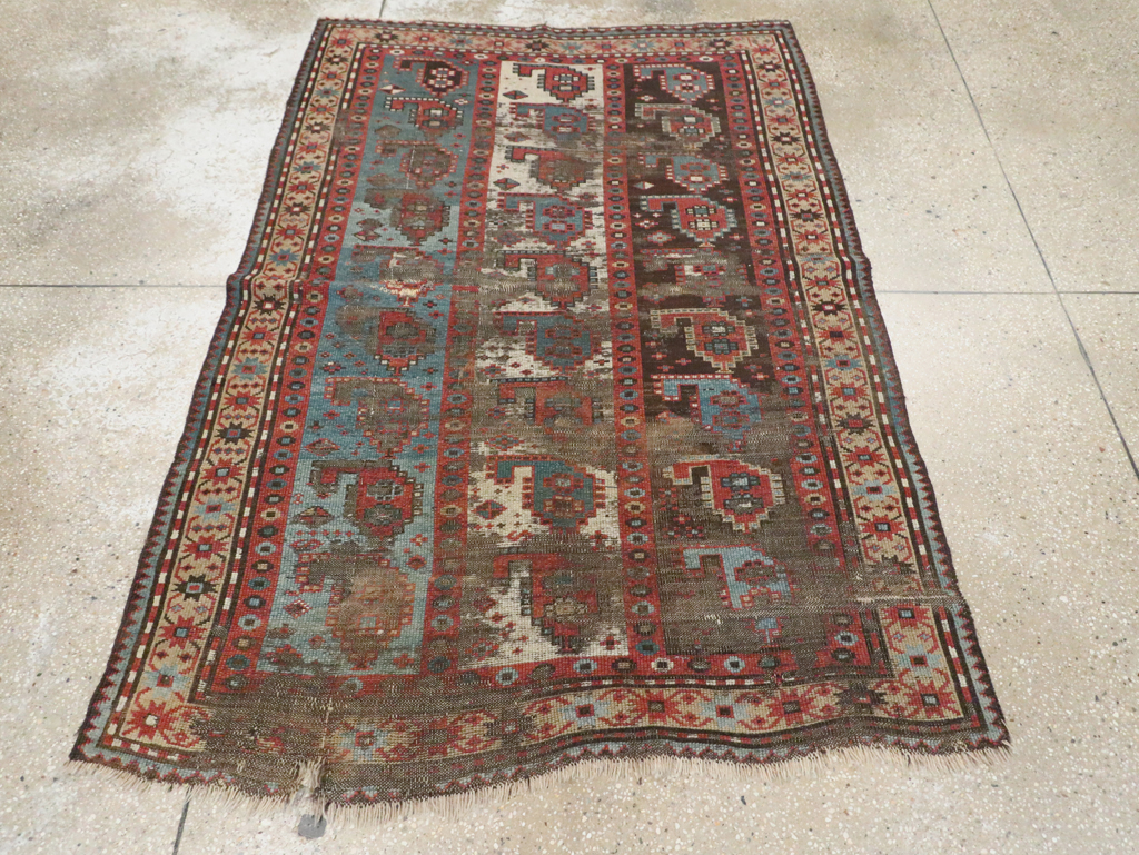 Antique Caucasian Kazak Distressed Rug, No.20515 - Gsblank