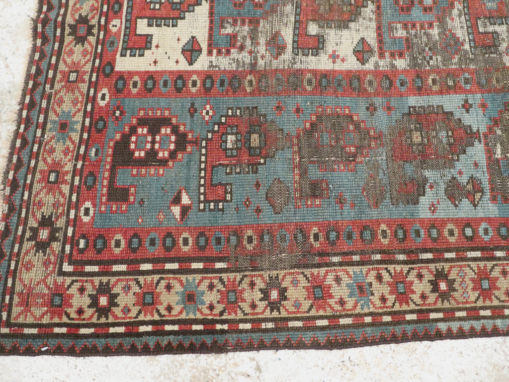 Antique Caucasian Kazak Distressed Rug, No.20515 - Gsblank