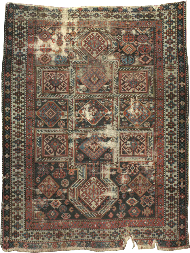 Antique Caucasian Shirvan Distressed Rug, No.20516 - Gsblank