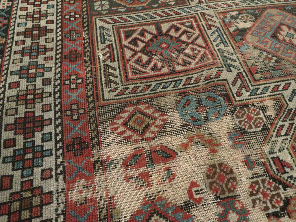Antique Caucasian Shirvan Distressed Rug, No.20516 - Gsblank