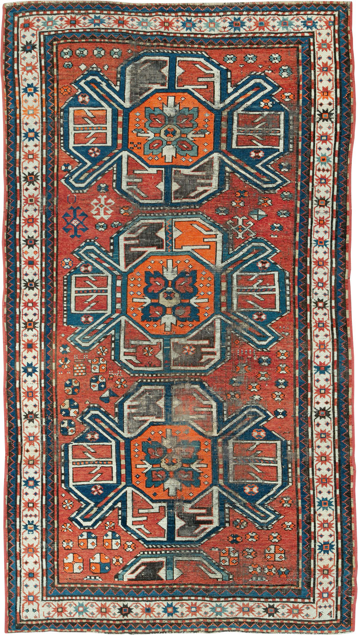 Antique Caucasian Kazak Distressed Rug, No.20529 - Gsblank